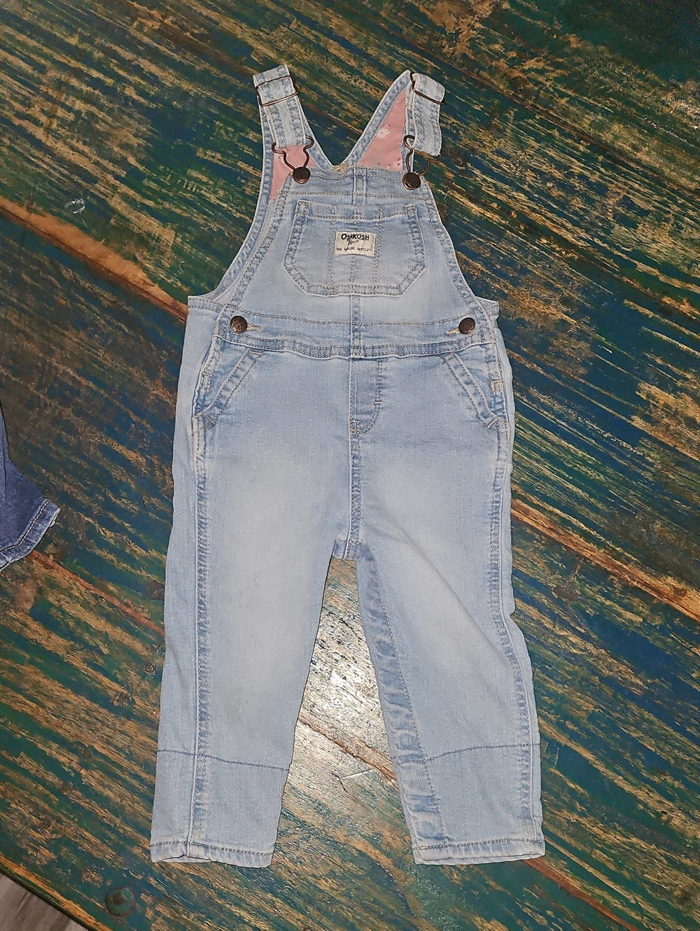 OshKosh B'gosh Light Blue Denim Overalls with Pink Lining